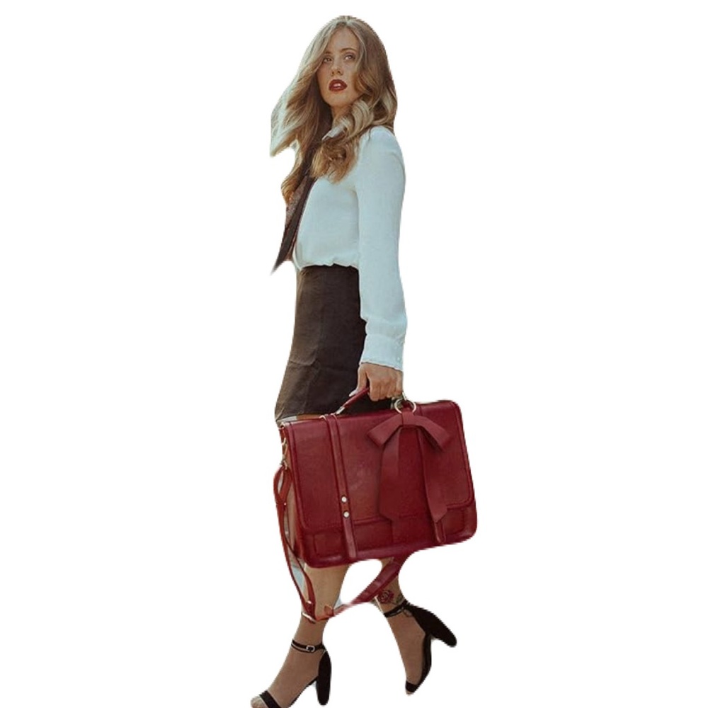 Laptop Briefcase crossbody bag with Bow Accent